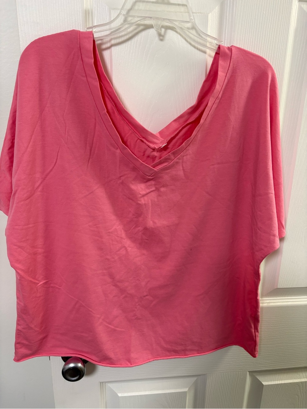 Women's Pink V-Neck Short Sleeve Tee